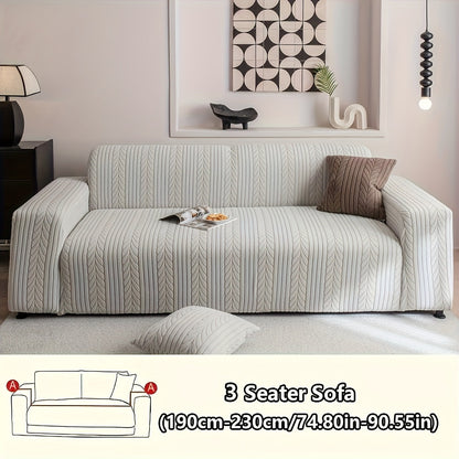 Sofa Cover Zigzag-Texture Fitted Slipcover for 1, 2, 3 or 4-Seater Sofas in Four Neutral Colors