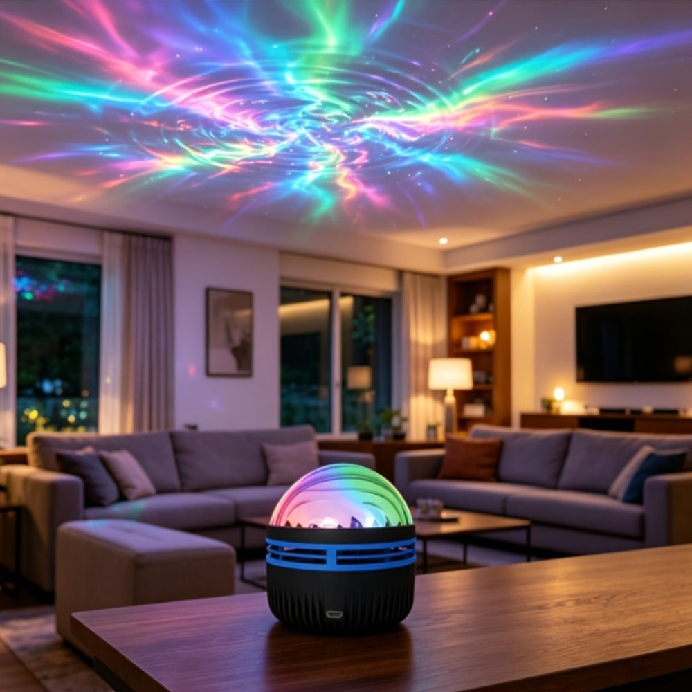LED Star Projector Night Light USB Powered, 7-Star Galaxy Starry Sky & Water Ripple Effect Lamp for Bedroom Camping Wedding Home Decor