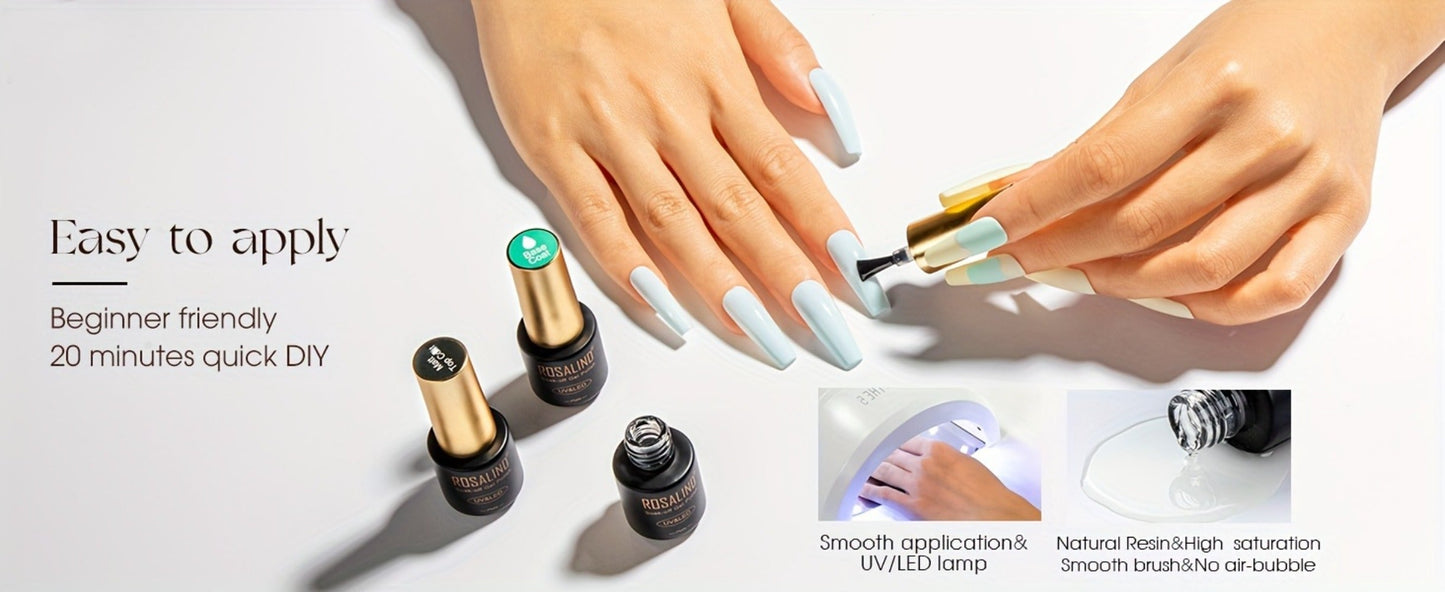 Gel Nail Polish Set with ROSALIND Label, 92 Colors Plus 8 Base and Top Products, 100 Pieces