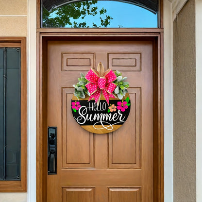 Summer Door Hanger for Front Door - Hello Summer Spring Wreath All Season Door Decor for Entryways, Bedrooms and Living Spaces