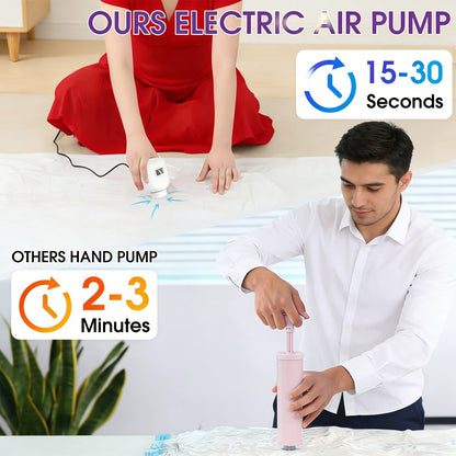 Vacuum Storage Bags with Air Pump, 20-21 Pack Reusable Compression Bags for Clothes, Quilts & Blankets