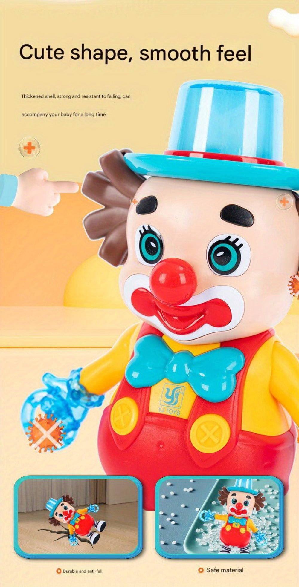 Dancing Clown Toy Doll with Light & Music, Swinging Fidget Toy for Kids Boys & Girls, Funny Weird Halloween Decoration
