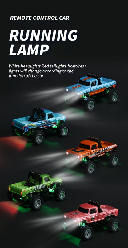 Remote Control Car, 1:64 Scale Alloy Mini Off-Road Truck with 2.4GHz Control, Shock Suspension, Running Lights and Five Colors