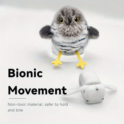 Flapping Bird Cat Toy with Realistic Chirping Sound – USB Rechargeable Interactive Plush Toy for Indoor Cats & Kittens