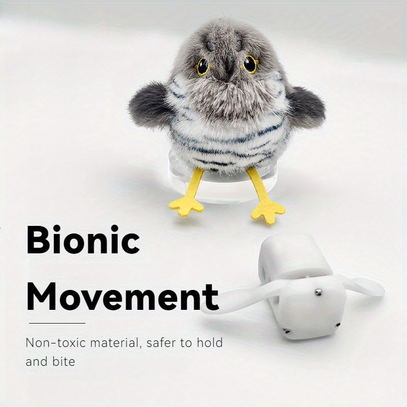 Cat Toy Flapping Bird with Chirping Sound, USB Rechargeable Motion and Three Plush Bird Styles