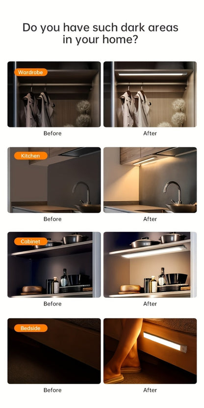 LED Motion Sensor Light USB-C Rechargeable 3 Color Temperatures Stepless Dimming Wireless for Entryways, Bedrooms and Living Spaces