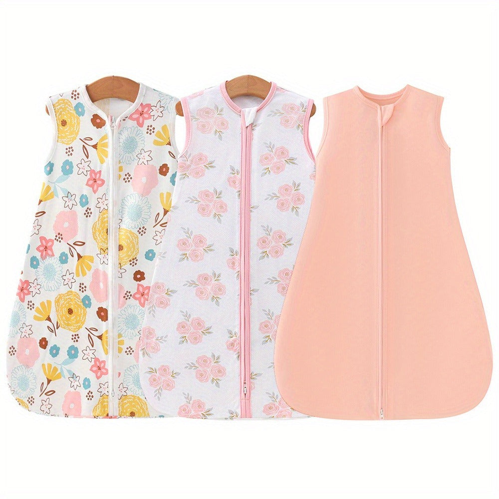 Baby Sleeping Bag 2/3pcs Two-Way Zip Wearable Blanket Anti-Kicking Swaddle 0-24 Months Boys Girls Air-Conditioned Room