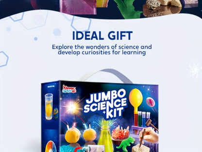 Jumbo Science Kit for Kids 130+ Experiments, STEM Chemistry Set with Crystal Growing Glowing Bulb Fossil Dig Soap Making