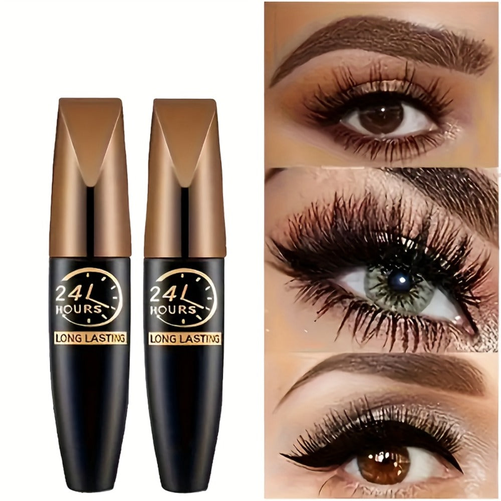 8D Fiber Mascara Set 2 Pcs Volumizing Lengthening Smudge-Proof Waterproof Lash Extension, for Makeup, Travel and Everyday Vanity Use