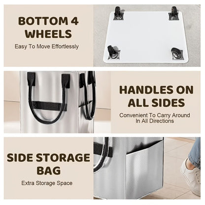 Rolling Grocery Bag with Wheels 60L Extra Large | 16 Gallon Heavy Duty Foldable Shopping Cart Waterproof | Multi-Function Travel Tote
