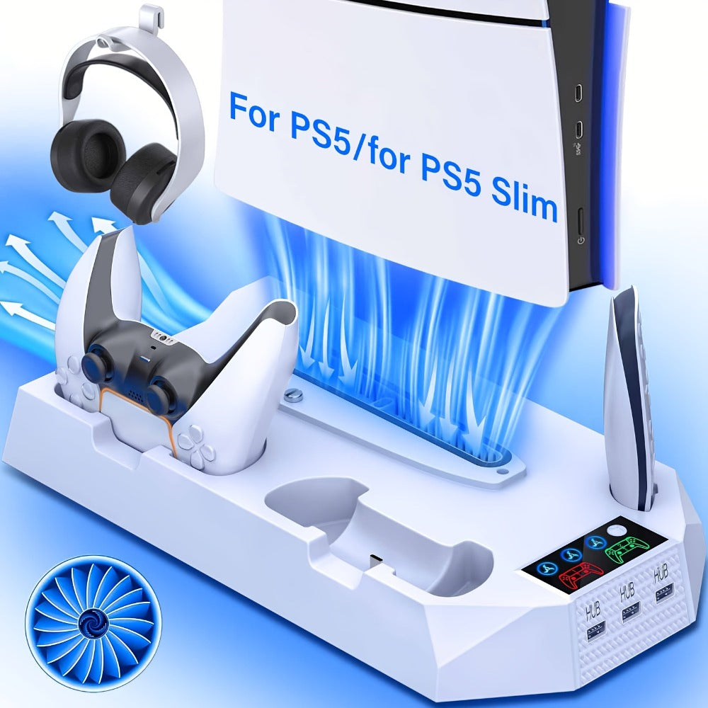 PS5 Cooling Station with Controller Charging Dock - Compatible with PS5 Slim Pro Standard Disc Digital