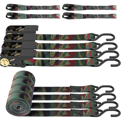 Ratchet Tie Down Straps 4-Pack 15FT 1, 500 lb Break Strength Heavy Duty with Soft Loops & Storage Bag – High-Visibility Webbing