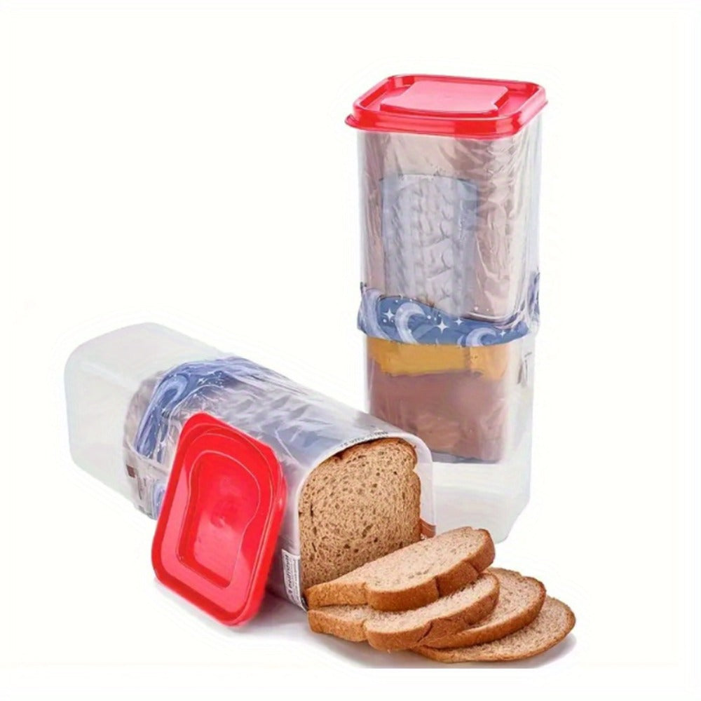 Food Storage Containers Rectangular Bread Keeper with Flip-Top Lid in Red or Black for Kitchen and Camping