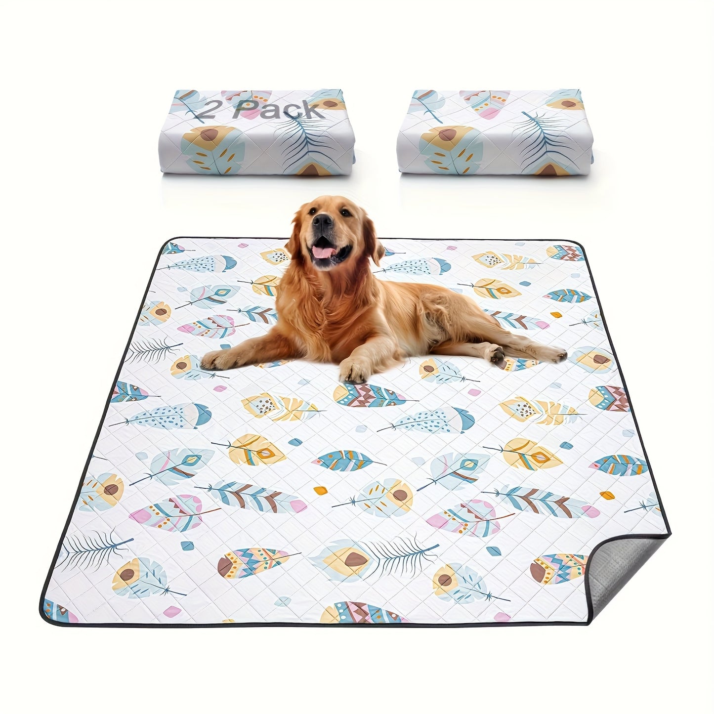 TPU Waterproof Washable Dog Pee Pads 2-Pack – Non-Slip Silicone Bottom, Ultra-Absorbent 4-Layer Whelping Pads | Reusable Puppy Training Pads