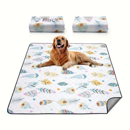TPU Waterproof Washable Dog Pee Pads 2-Pack – Non-Slip Silicone Bottom, Ultra-Absorbent 4-Layer Whelping Pads | Reusable Puppy Training Pads