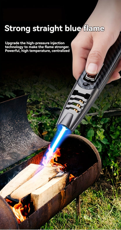 Kitchen Torch Lighter Carbon Fiber Windproof, Adjustable High-Temperature Flame with Safety Lock