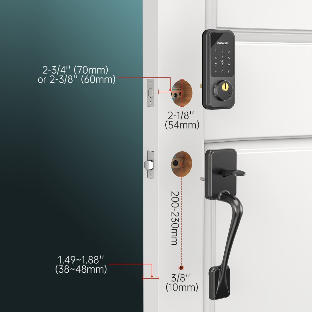 Smart Door Lock Hornbill Keypad Deadbolt and Handle Set with Bluetooth App Keyfob and Alexa Control