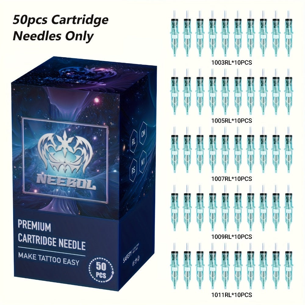 Tattoo Cartridge Needles Disposable 20/50pcs - Standard Round Liner RL & Round Magnum RM Mixed Sizes