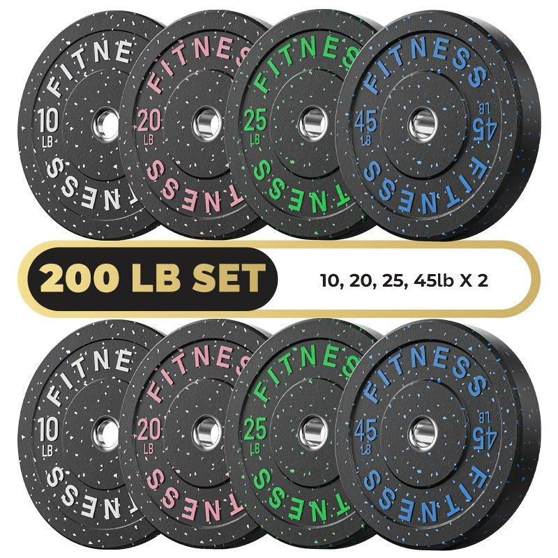 Bumper Plates Colored Rubber Weight Plates – 2-Inch Olympic Barbell Plates for Weightlifting & Strength Training