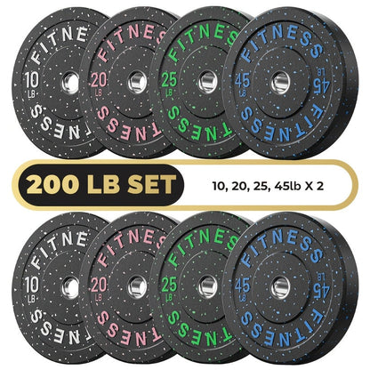 Bumper Plates Colored Rubber Weight Plates – 2-Inch Olympic Barbell Plates for Weightlifting & Strength Training