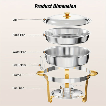 Chafing Dish Buffet Set Stainless Steel Food Warmer 6QT Round Chafer for Catering Events Parties Weddings Banquets