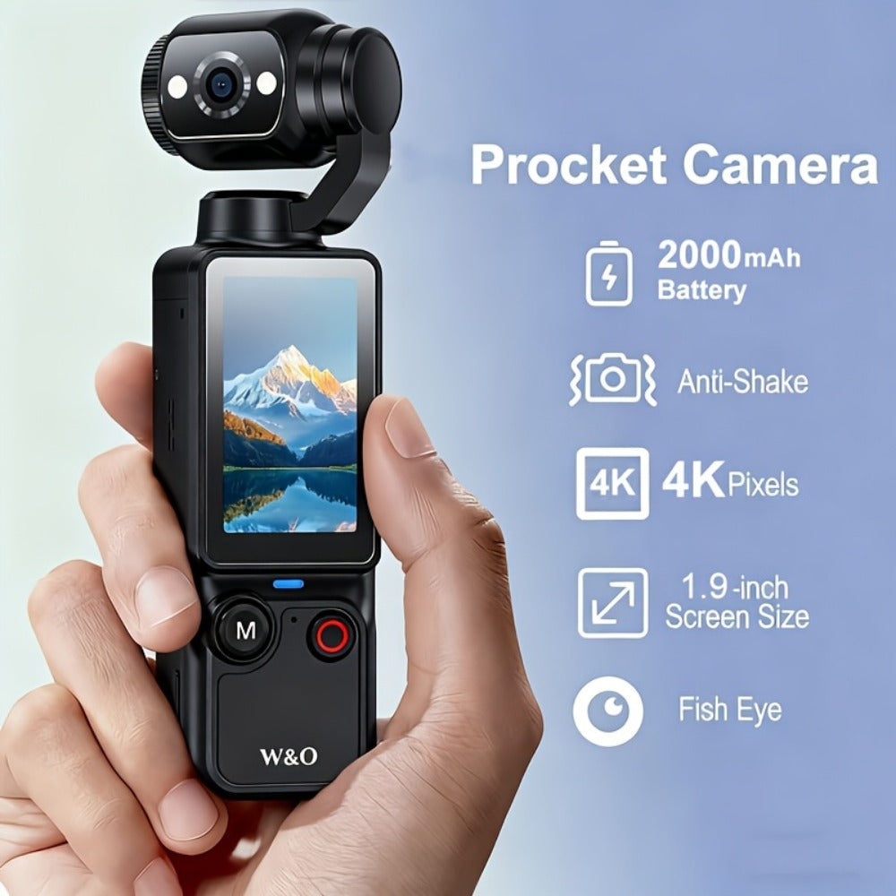 4K UHD Pocket Body Camera 32GB Card 2000mAh Battery 16X Zoom 180° Rotation 1.9-Inch Screen Mini Video Audio Cam for Outdoor Sport Bike