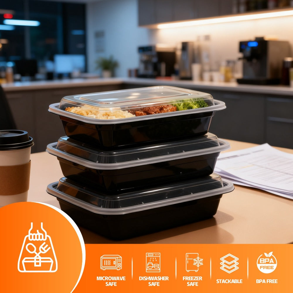 Food Storage Containers 50-Container Meal Prep Set with 50 Lids, 32 oz or 38 oz Capacity Options