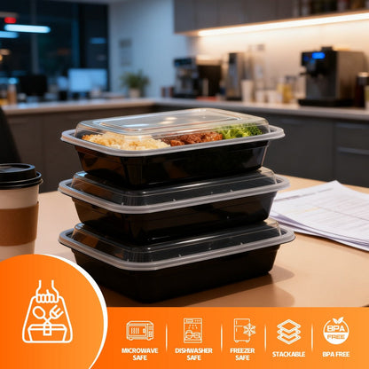 Food Storage Containers 50-Container Meal Prep Set with 50 Lids, 32 oz or 38 oz Capacity Options