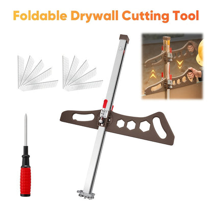 Drywall Scoring Knife 23-Wheel Foldable Gypsum Board Cutter with Adjustable Guide & Handle