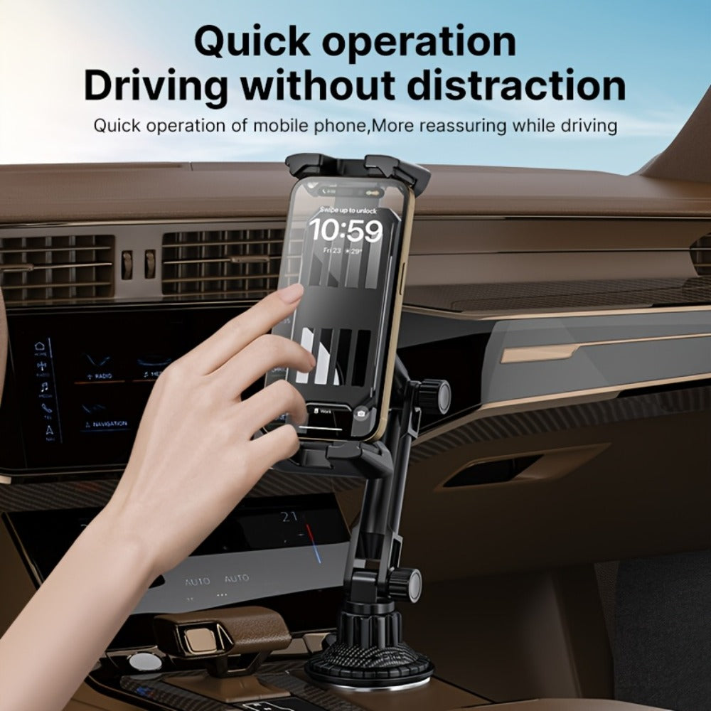 TP08 Cup-Base Car Phone Mount with Expanding Lower Base and Adjustable Clamp for 4–13-Inch Devices