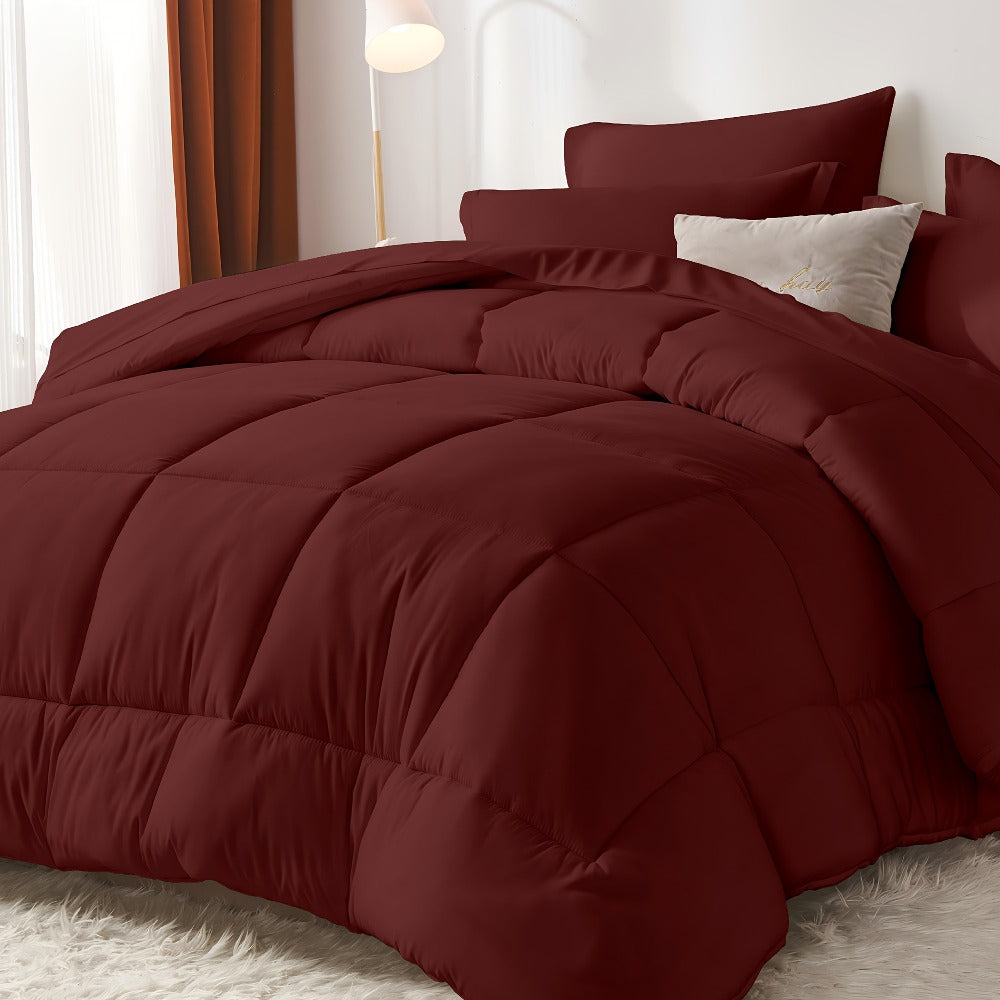 Checkered Microfiber Bed-in-a-Bag Comforter Set with Coordinated Sheets, 16 Color or Code Options and Four Sizes
