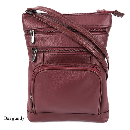 Genuine Leather Shoulder Bag for Women Men Soft First-Layer Cowhide Crossbody Bag Multi-Pocket Messenger Bag 3 Sizes Fits Smartphone Tablet