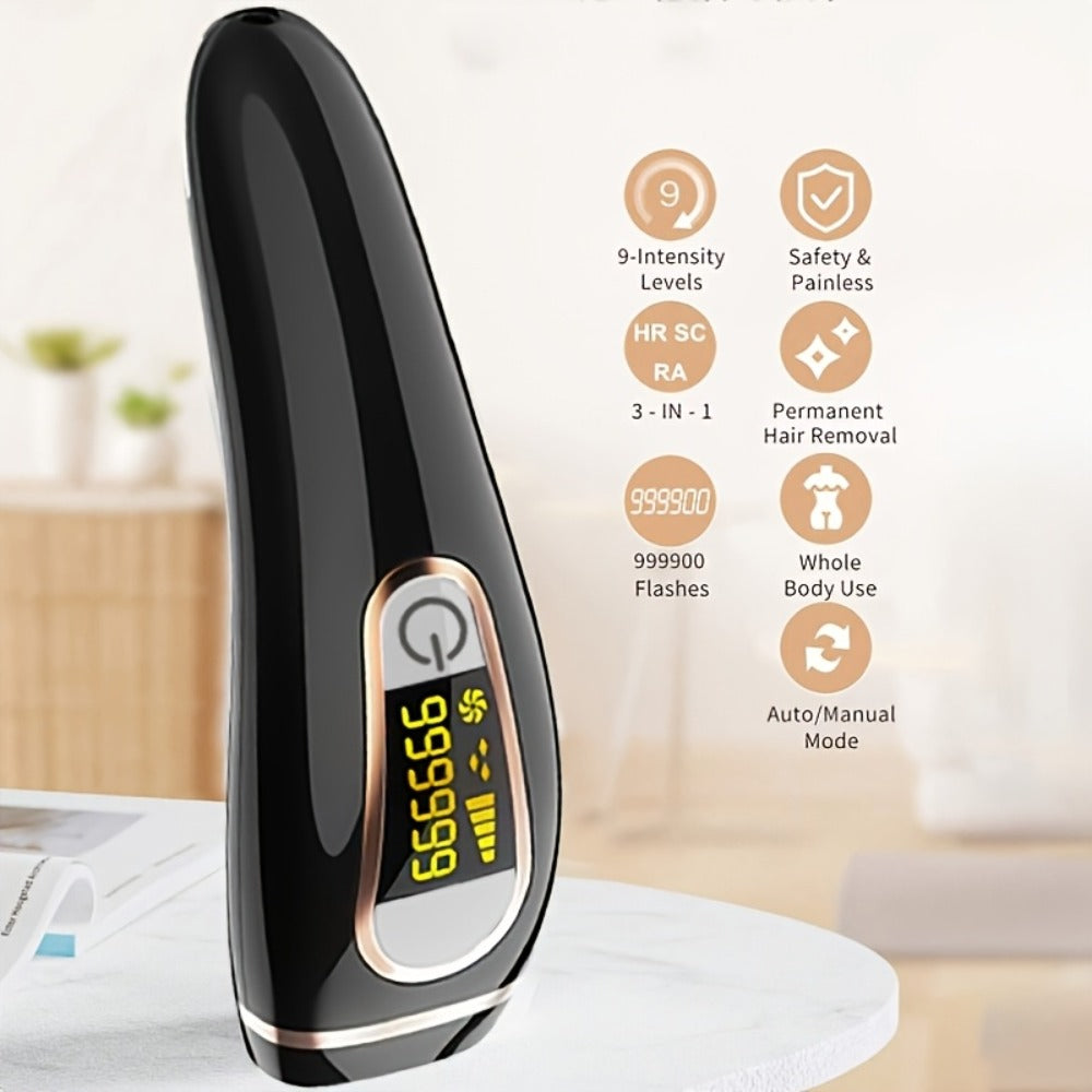 LEFINEE IPL Hair Removal Device with 999900 Flash-Counter Marking, Display and Black or White Editions