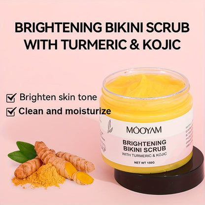 Glycolic Acid Bikini Area Scrub 150g, Kojic Acid & Turmeric Exfoliating Paste, Brightening Treatment