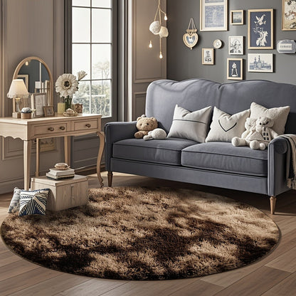 Area Rug Fluffy Faux-Fur Shag in Solid, Tie-Dye and Ombre Colors with Six available Room Sizes