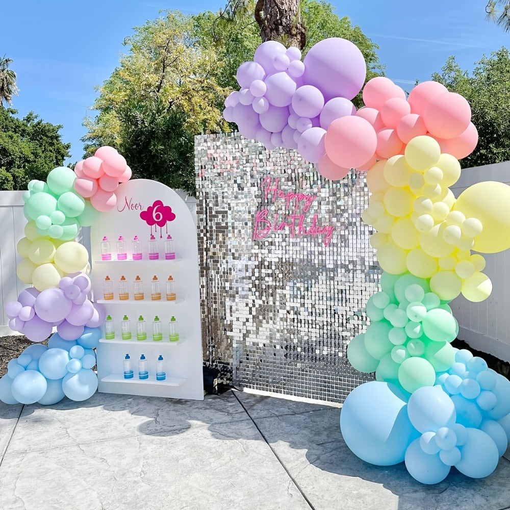 Pastel Balloon Set 370pcs, 10 & 5 Inch Macaron Latex Balloons with Wreath Kit for Birthday Party