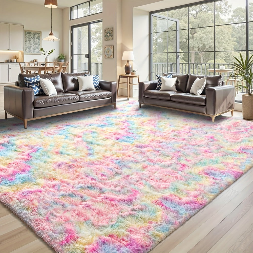 Rectangular Shaggy Area Rug with Nine Color Labels and 3 x 5-Foot to 8 x 10-Foot Size Options
