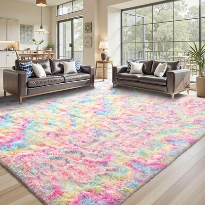 Rectangular Shaggy Area Rug with Nine Color Labels and 3 x 5-Foot to 8 x 10-Foot Size Options