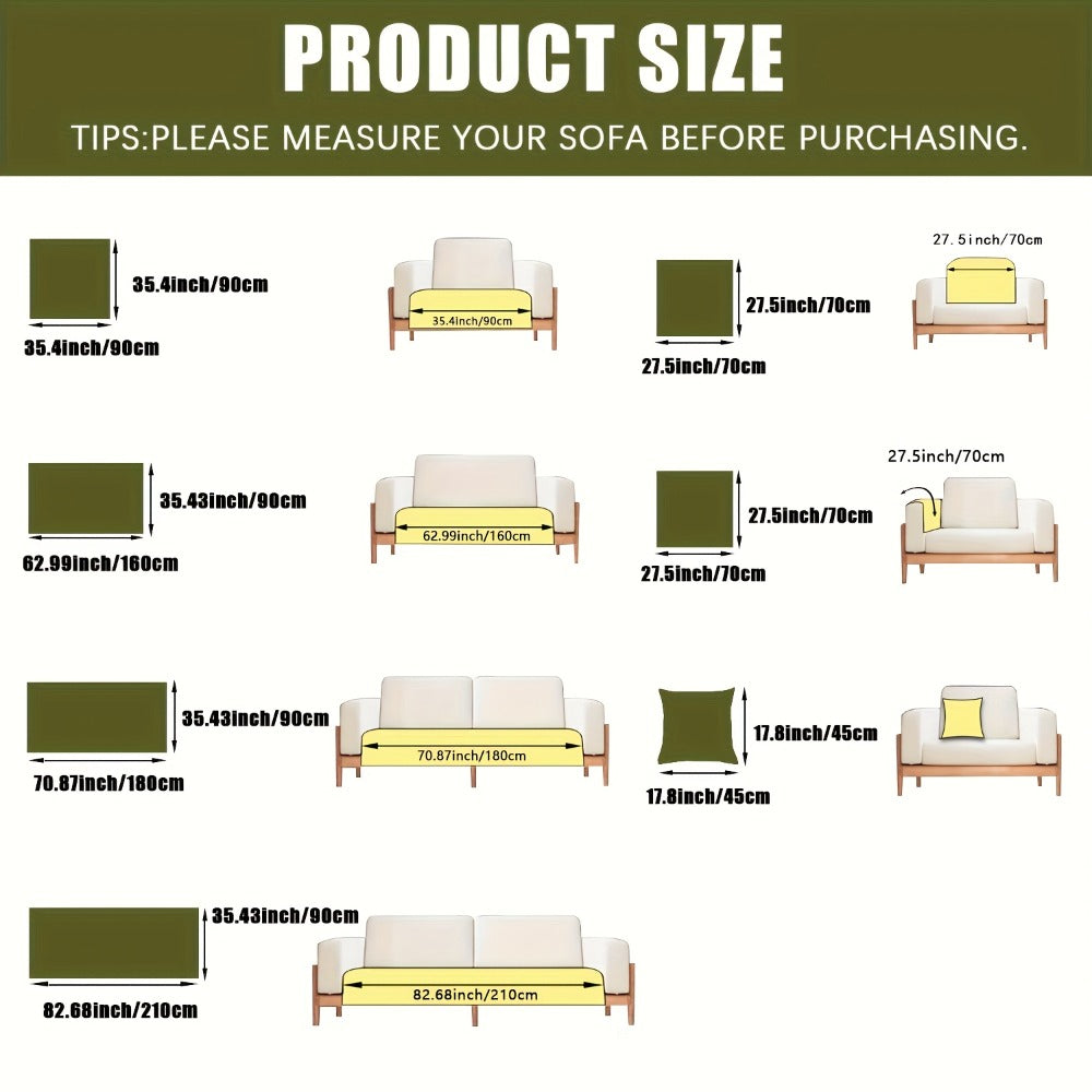 Sofa Cover Ribbed Chenille Stretch Panels for 1 to 4 Seats, Armrests or Cushions with Model-Specific Size and Color Options