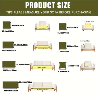 Sofa Cover Ribbed Chenille Stretch Panels for 1 to 4 Seats, Armrests or Cushions with Model-Specific Size and Color Options