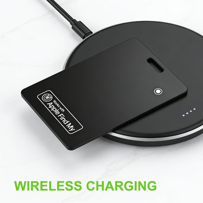 Ultra-Thin Rechargeable Apple Find My Wallet Tracker Card with Qi Wireless Charging and Built-In Ring Alert