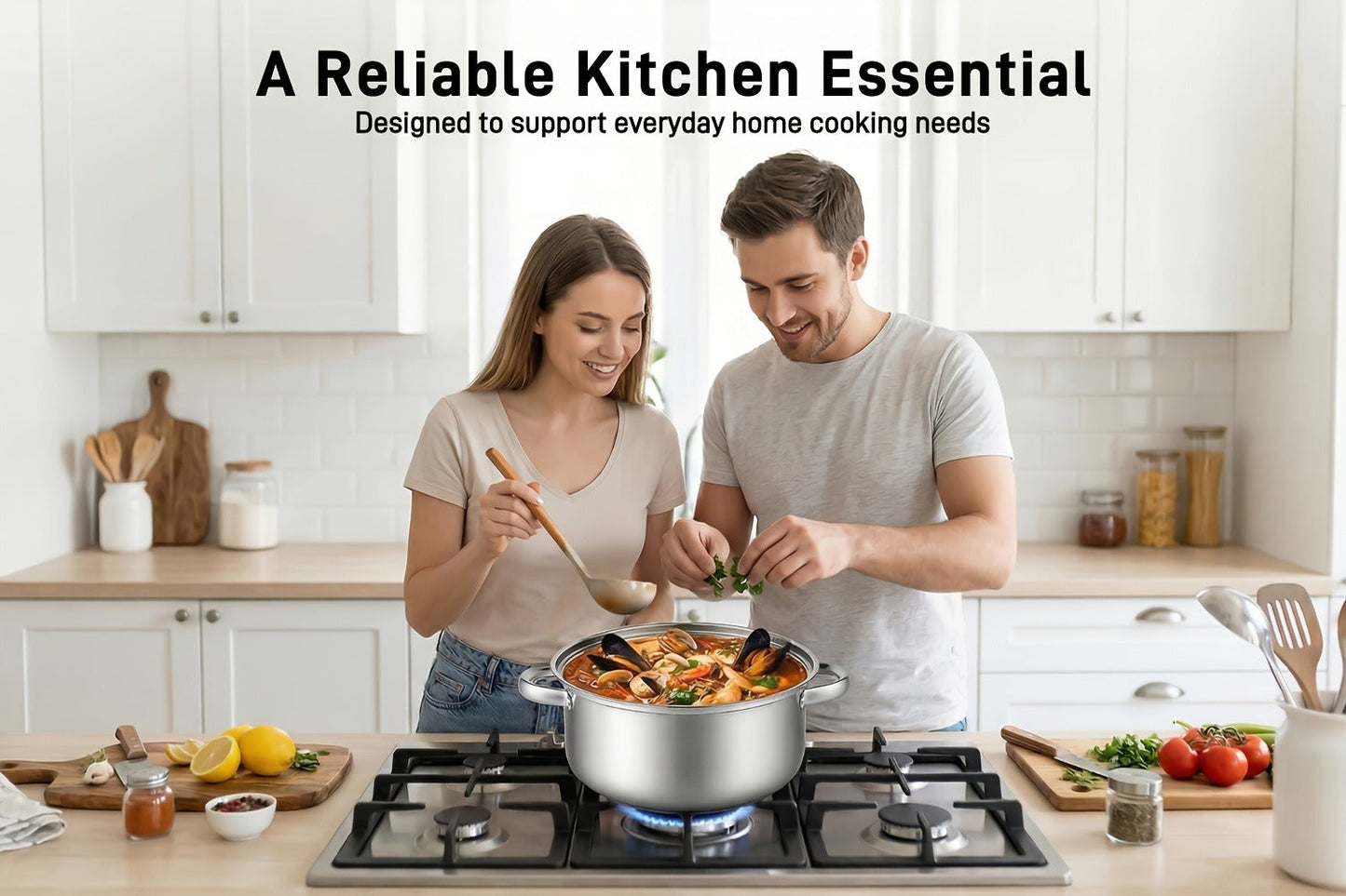 Stainless Steel Soup Pot Apple Pot Heat Resistant Handles Versatile Cookware for Boiling for Home Cooking, Dining and Outdoor Meals