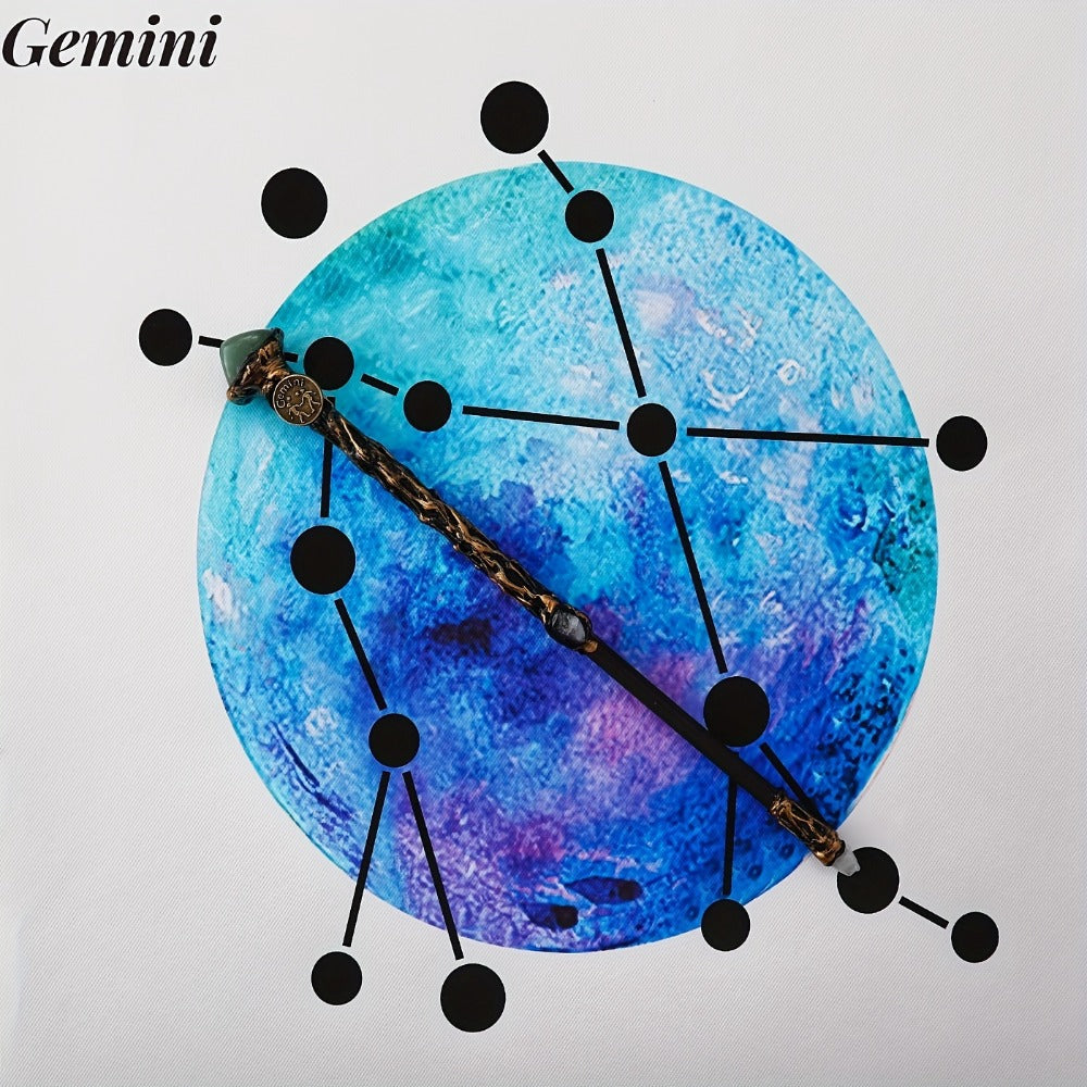 Zodiac Crystal Magic Wand with Gift Box – Handmade Astrology Wand All 12 Signs Aries Taurus Gemini Cancer Leo Virgo Libra Scorpio