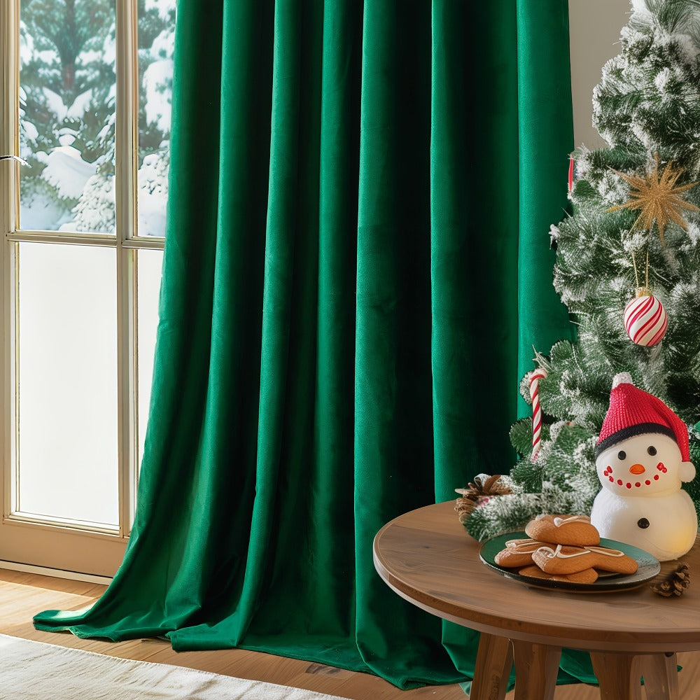 Velvet Room Darkening Curtains 2 Panels, Grommet Top Thermal Insulated Soundproof Blackout Curtains for Living Room Bedroom