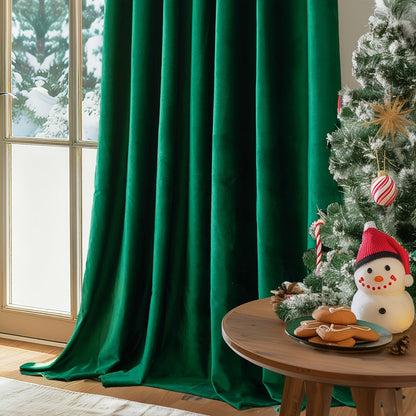 Velvet Room Darkening Curtains 2 Panels, Grommet Top Thermal Insulated Soundproof Blackout Curtains for Living Room Bedroom