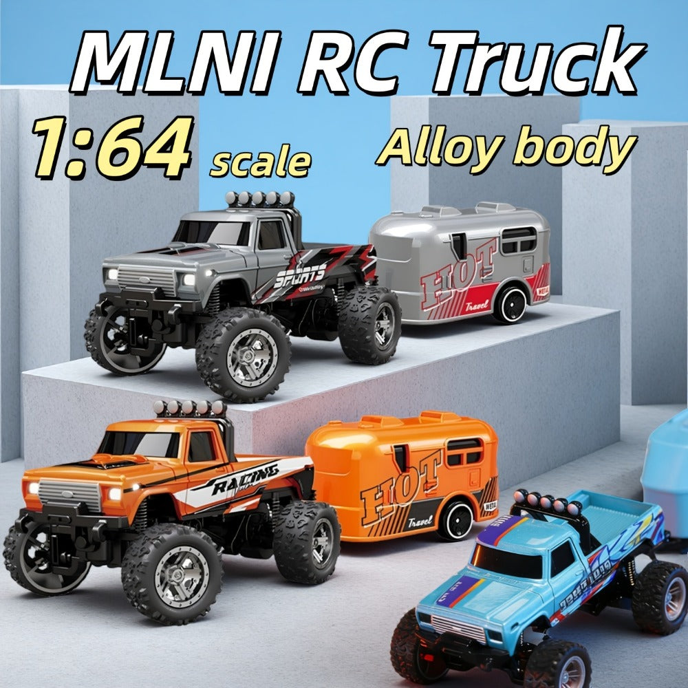 Mini RC Off-Road Truck with Trailer 1:64 Scale Die-Cast Remote Control Car with the Listed Color, Size or Set Options for Everyday Use