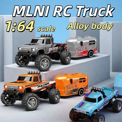 Mini RC Off-Road Truck with Trailer 1:64 Scale Die-Cast Remote Control Car with the Listed Color, Size or Set Options for Everyday Use