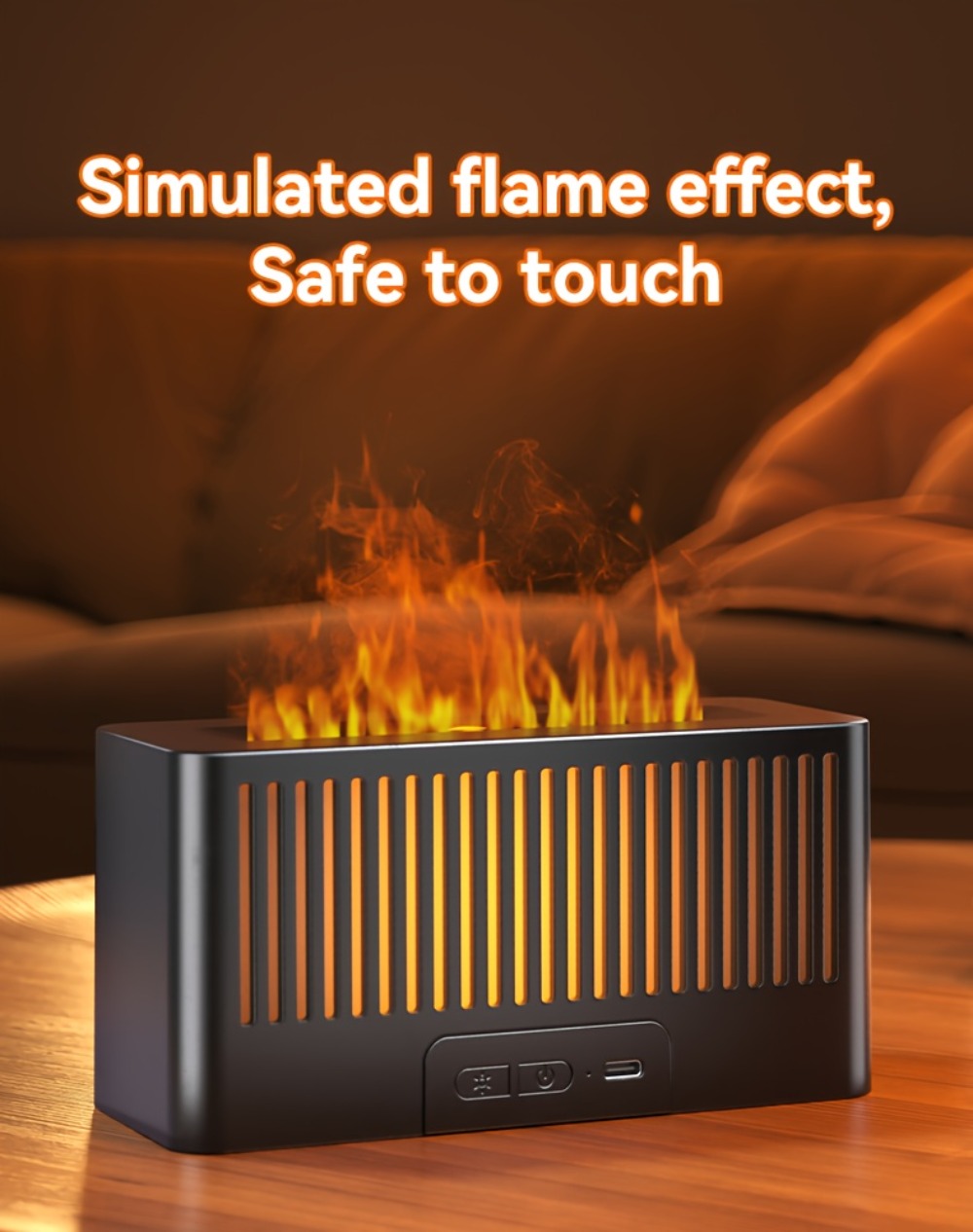 Humidifier Flame-Effect USB Diffuser with Seven LED Colors, Black or White, Single and Two-Pack Options