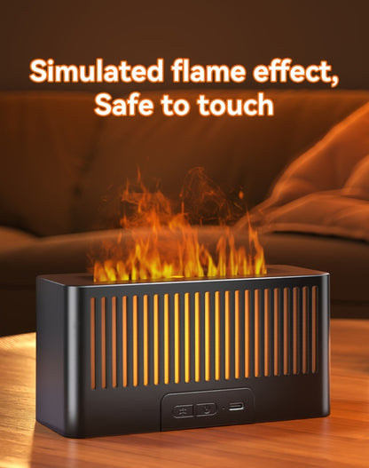 Humidifier Flame-Effect USB Diffuser with Seven LED Colors, Black or White, Single and Two-Pack Options