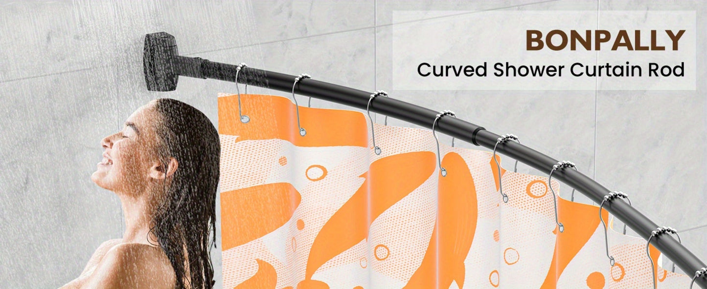 Curved Shower Curtain Rod Adjustable 43-72 Inch - Aluminum Tension Mount No Drilling Extra Space Shower Rod for Bathtub Stall
